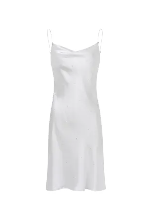 Pearl White Silk Slip Mini Dress