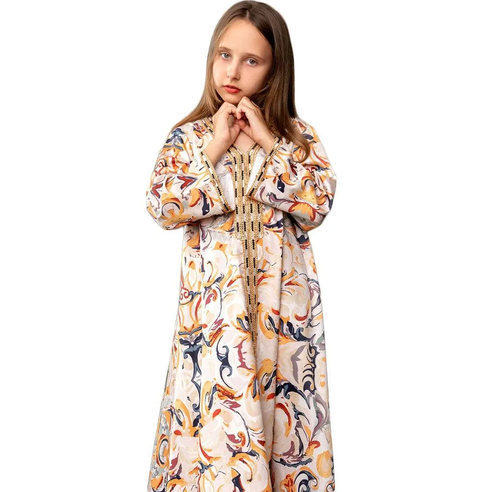 Printed Robe Muslim Mother And Daughter Abaya European Beauty Big Boy