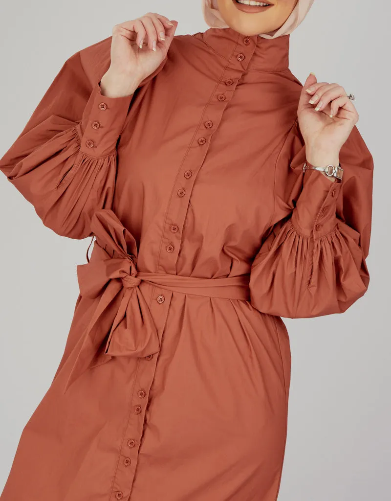 Puff Sleeve Shirt Dress