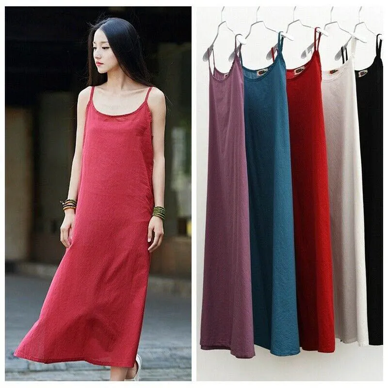 "Pure" cotton long slip dress for summers