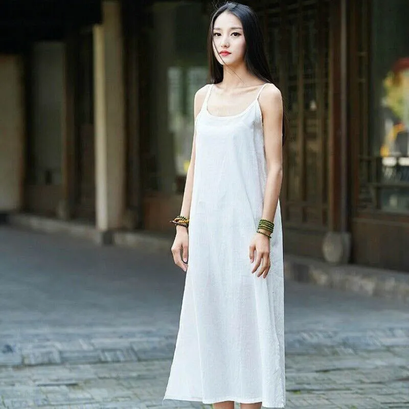 "Pure" cotton long slip dress for summers