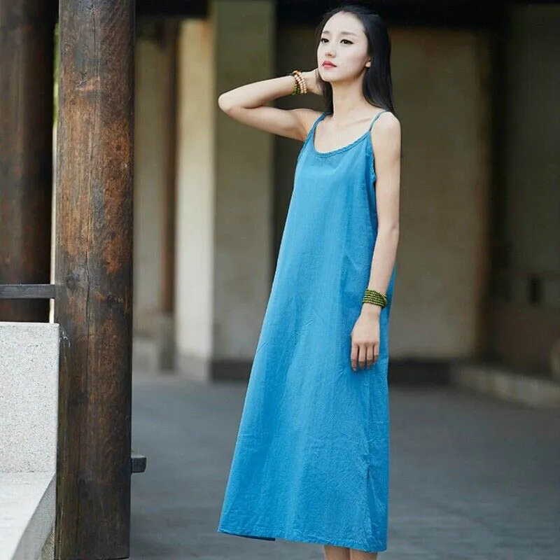 "Pure" cotton long slip dress for summers