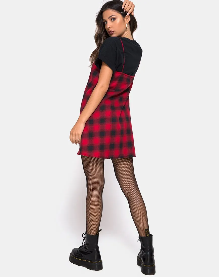 Sanna Slip Dress in Plaid Red Black