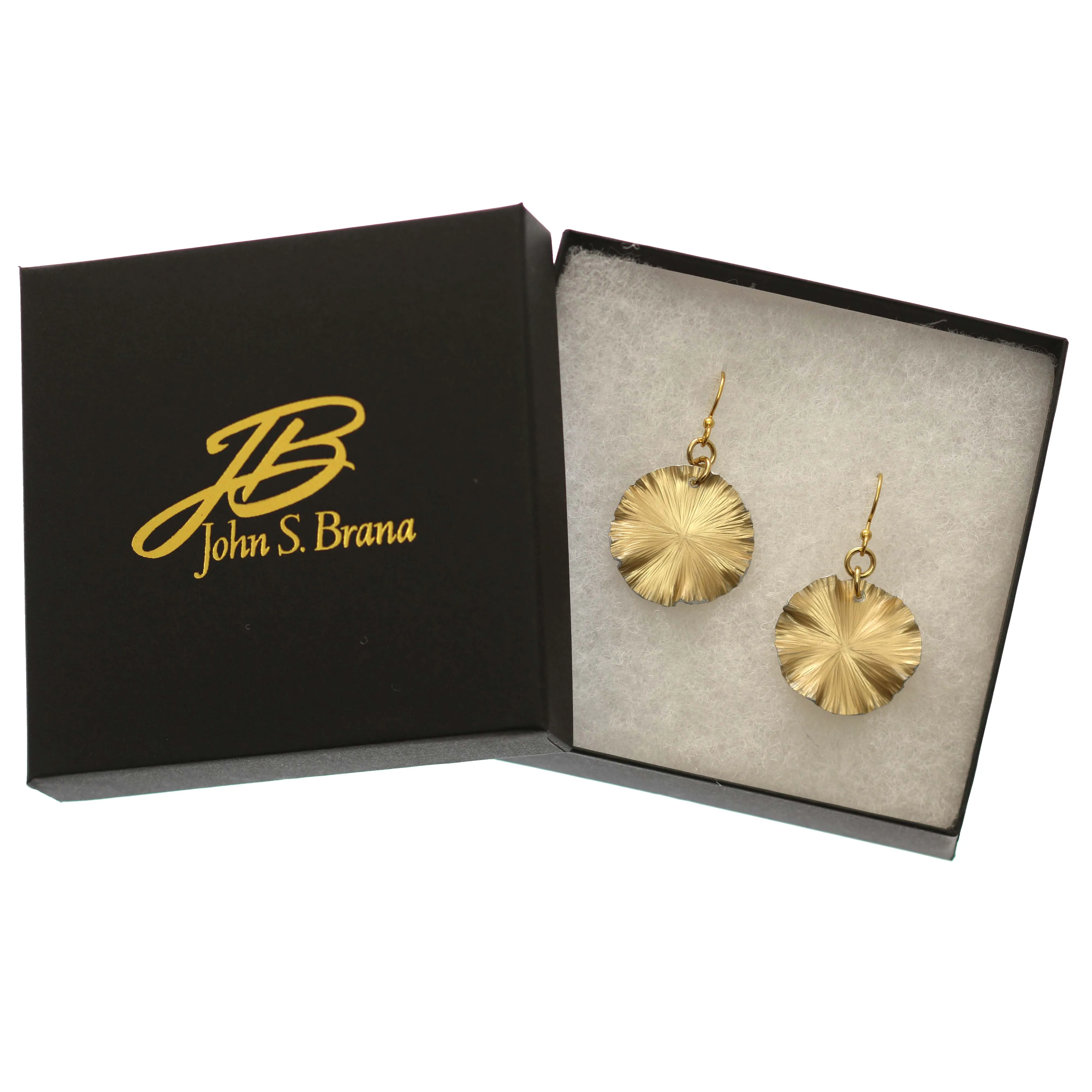 Small Gold Anodized Lily Pad Leaf Drop Earrings