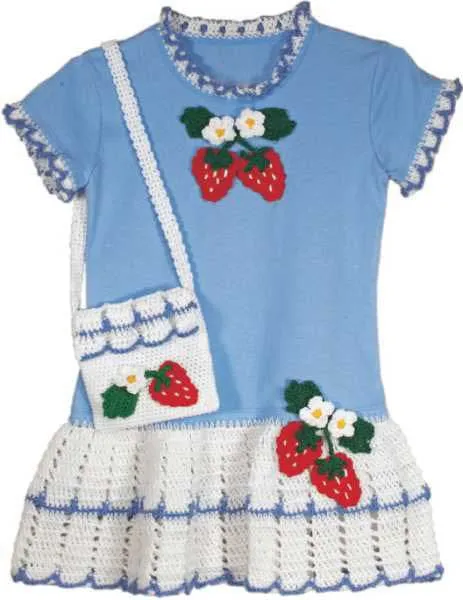 Strawberry T-Shirt Dress and Purse Crochet Pattern