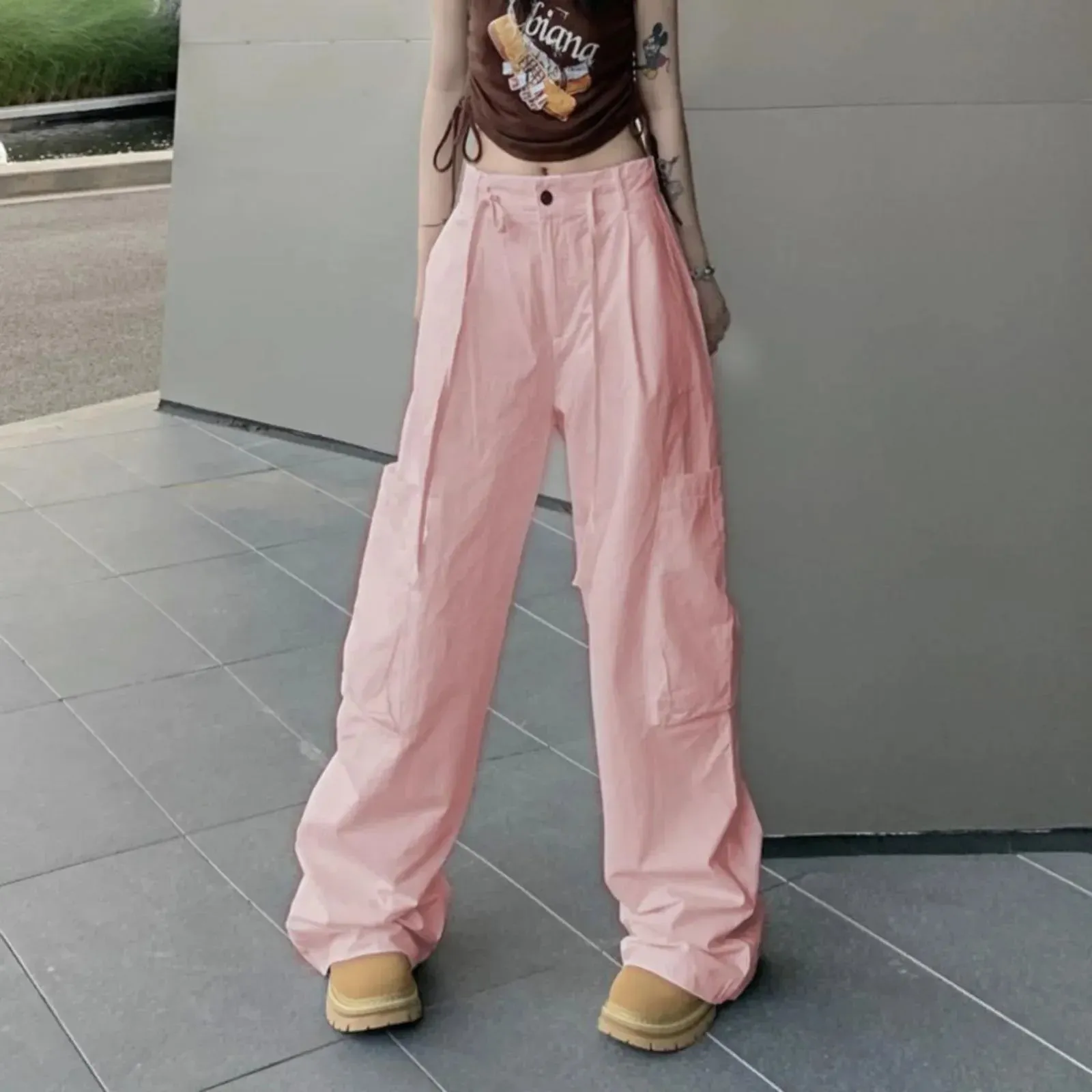 Streetwear Hip Sweat Drawstring Casual Loose Wide Baggy Pants