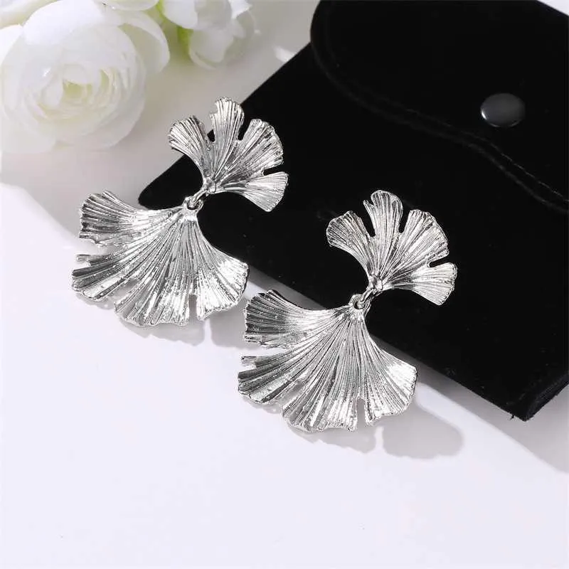 Trendy Double Layered Leafy Drop Earrings for Women: Stylish and Bohemian Jewelry for Parties, Weddings, and Everyday Wear