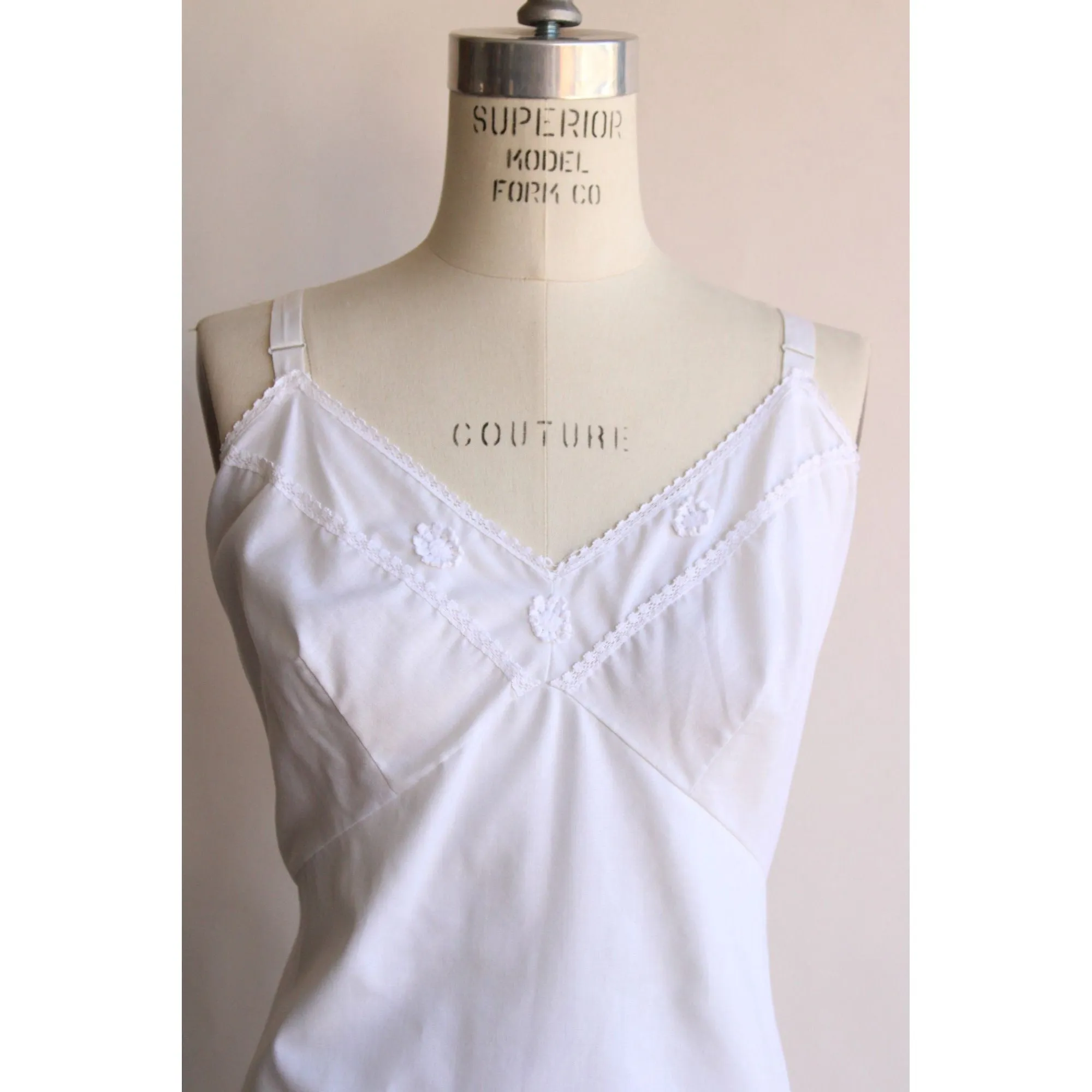 Vintage 1960s White Cotton Slip