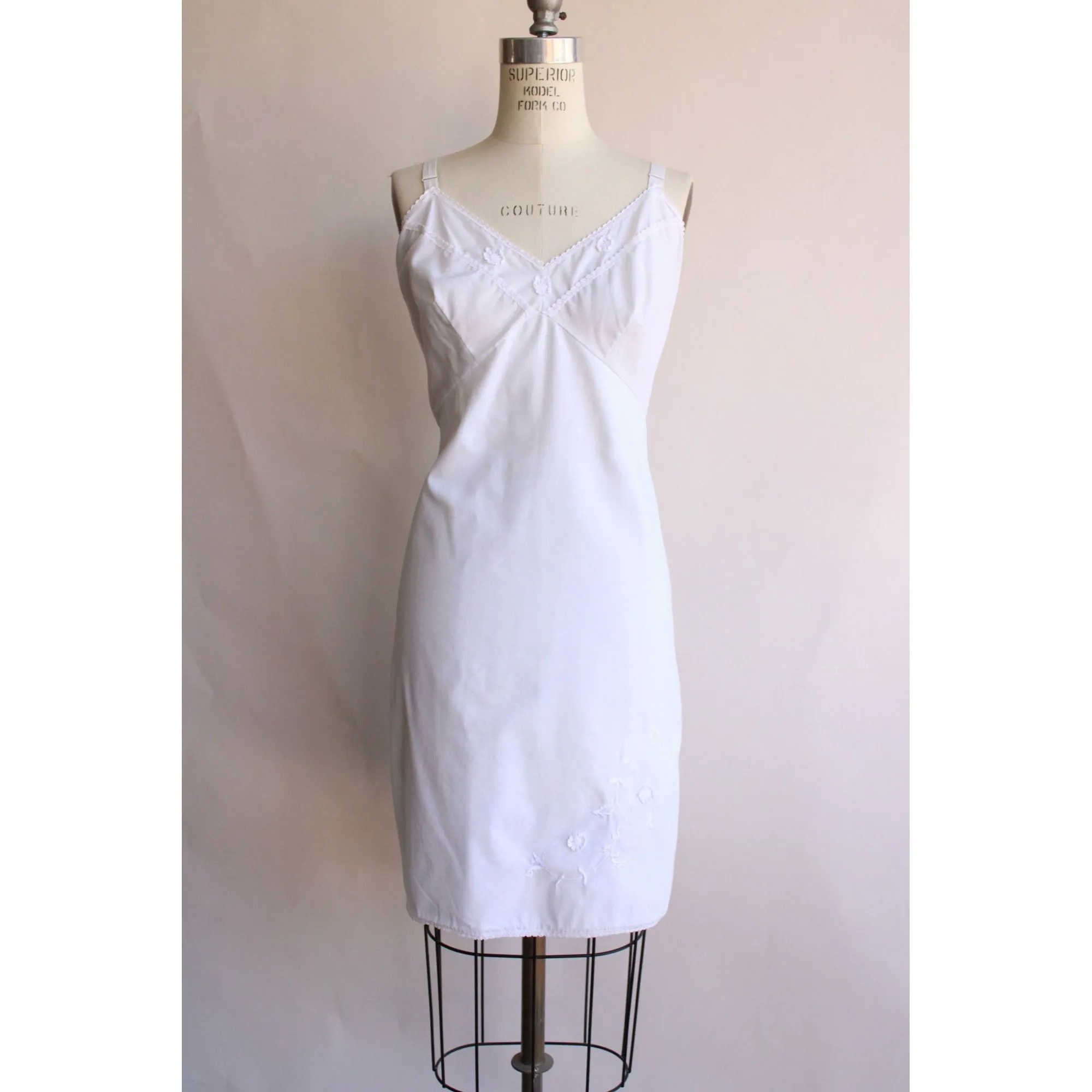 Vintage 1960s White Cotton Slip