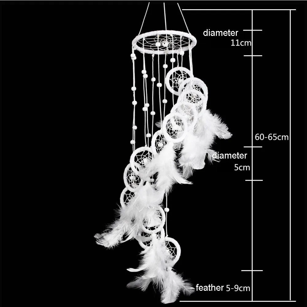 Whimsical  White Feather Dreamcatcher