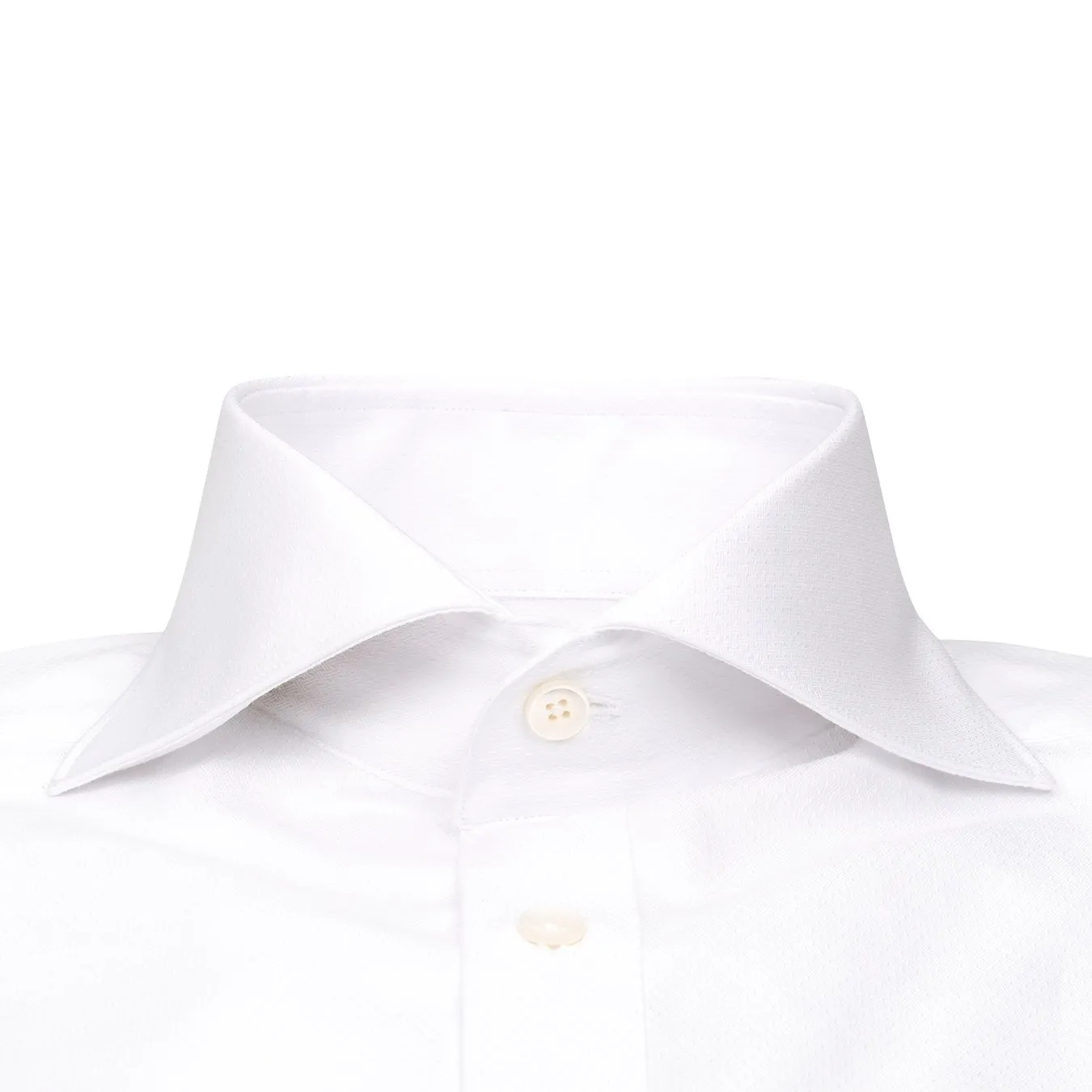 White Herringbone Jaquard Dress Shirt