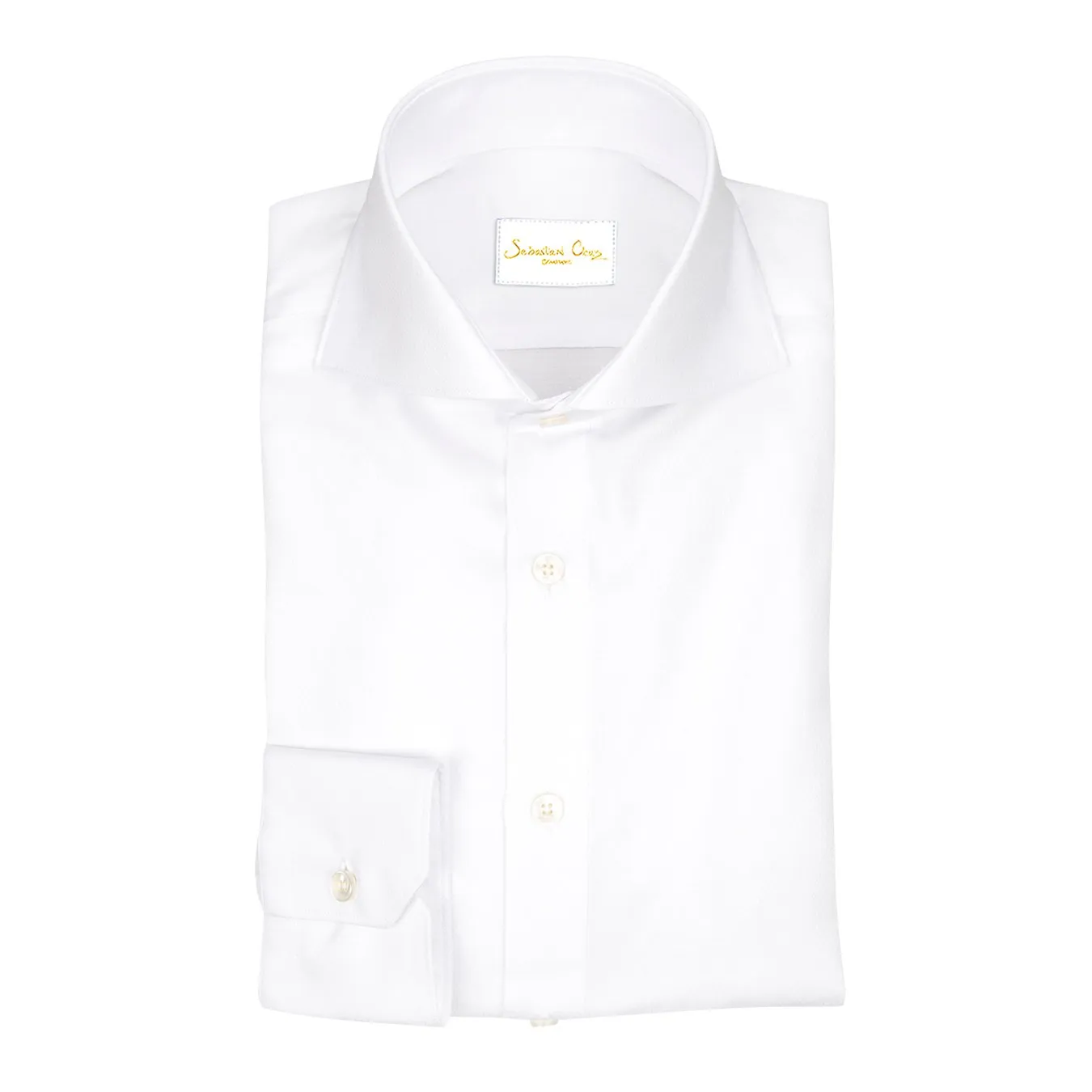 White Herringbone Jaquard Dress Shirt